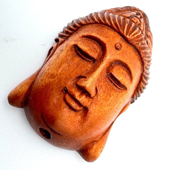 Ojime Bead Netsuke Kuan Yin Guanyin Quan Yin Hand-Carved Boxwood Signed Face - Picture 6 of 10